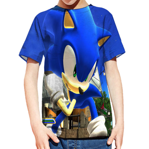 Barn Pojkar Kortärmad T-shirt Sonic The Hedge Tops Kostym D 140cm