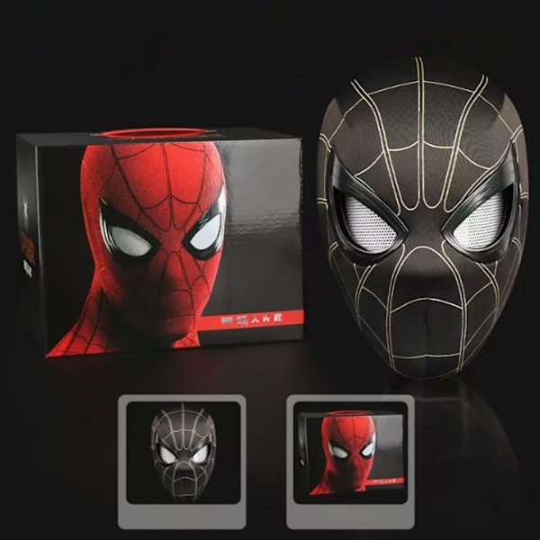 Halloween Mask Spiderman Huvudbonad Cosplay Rörliga Ögon Elektronisk Mask Spider Man 1:1 Fjärrkontroll Elastiska Leksaker För Vuxna Barn Present Black Spider Man Headset/Blinkable