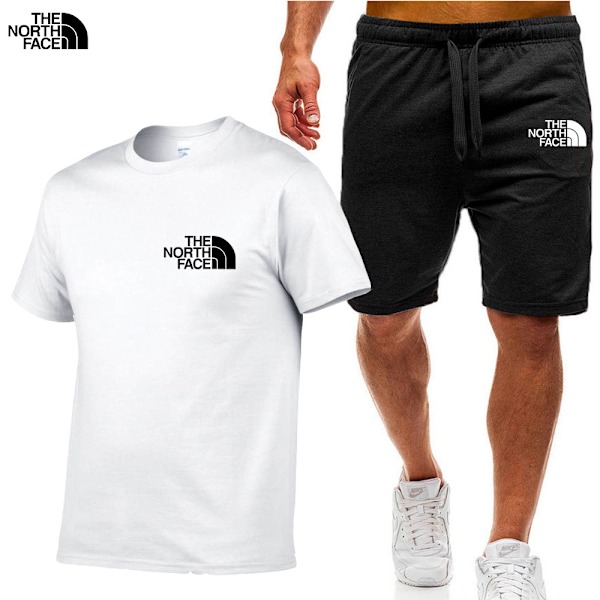 Sommar Herr Sportkläder Tryckt Fitnessdräkt Löpkläder Casual T-shirt + Shorts Set A M