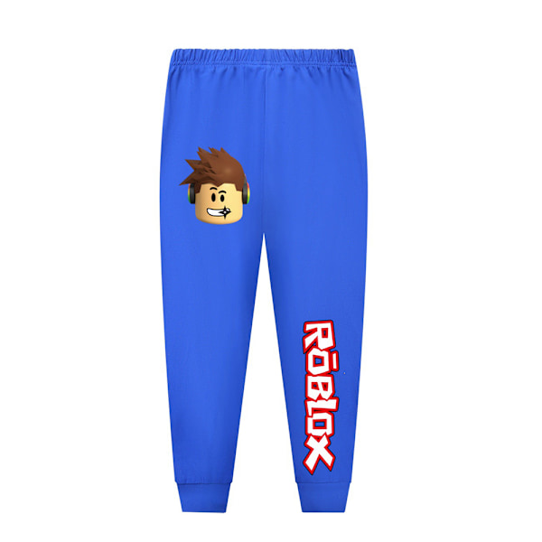 Barn Roblox Spel Långärmad Pyjamas PJ Set Långärmad T-shirt Byxor Set Sovkläder Nattkläder Dark Blue 160cm
