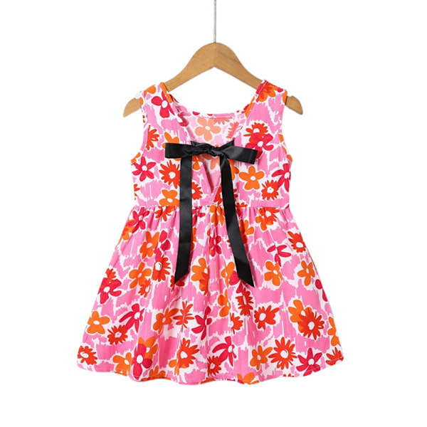 Småbarn Baby Barn Flickor Ärmlös Tryckt Prinsessklänning Blommig Sommarklänning NY A 100cm