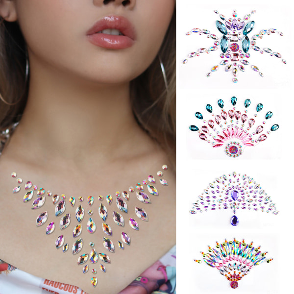 Bröstjuveler Crystal Face Dekoration Diamond Face Stickers #Br001