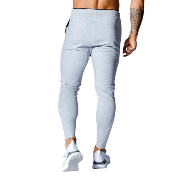 Herrmode Slim Fit Träningsoverallsbyxor Skinny Joggers Byxor Sports Sweat Pants Grey 3XL