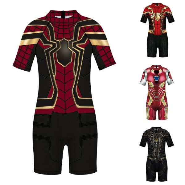Barn Pojkar Iron Spider Spider-man Baddräkt i Ett Stycke Solsäker Baddräkt Strandkläder A S