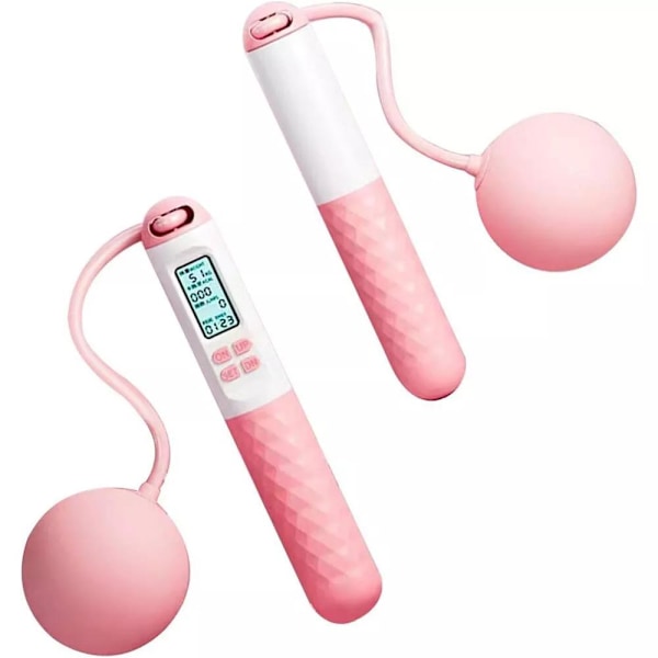 Hopprep med räknare, trådlöst viktat hopprep för fitnessövningar Pink White