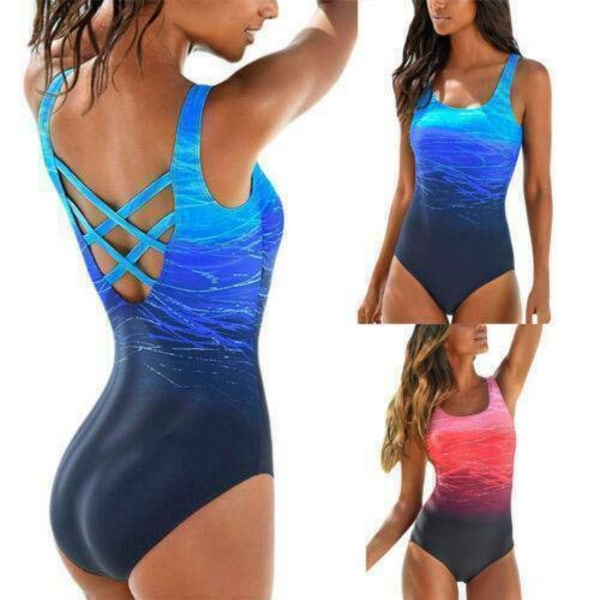 Dam Bikini Monokini Magkontroll Simning Sommar Baddräkt Strandkläder Purple XL