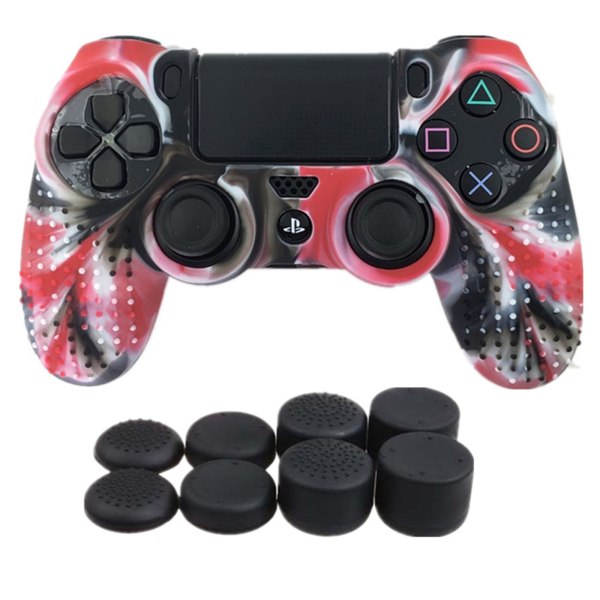 PS4 Game Control Handle Camouflage Cover FPS Rocker Cap Slim Pro Camouflage Red