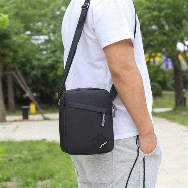 Herr Crossbody axelväskor Messenger Bag Pack Slingväska för utomhusresor Sport Black