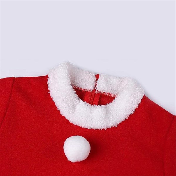 Flickor Santa Claus Cosplay Klänning Jul Klänning Hatt Outfit 110CM