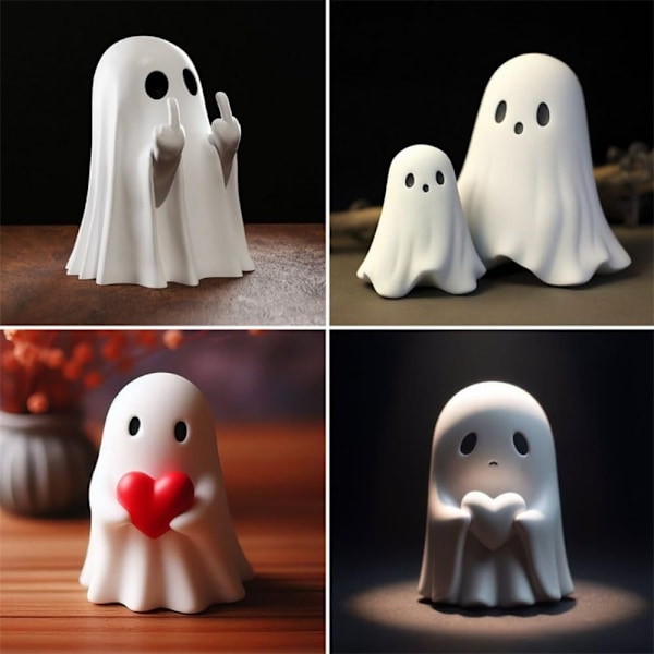 Halloween Söta Spöke Staty Mini Skrämmande Spöke Figur Dekoration Spöklik Prydnad A