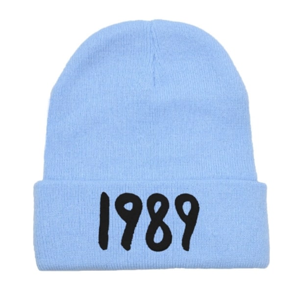 1989 Printed mössa Dam Vinterbroderad Stickad Stretch Hat Ski Cap sky blue