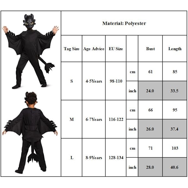 Halloween How to Train Your Dragon Tandlös Deluxe Barnkostym M