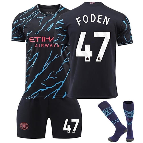 23-24 Manchester City 2 Bortamatcher Tröja Barn Fotbollströja Kit #47 FODEN Fotbollsdräkter 26