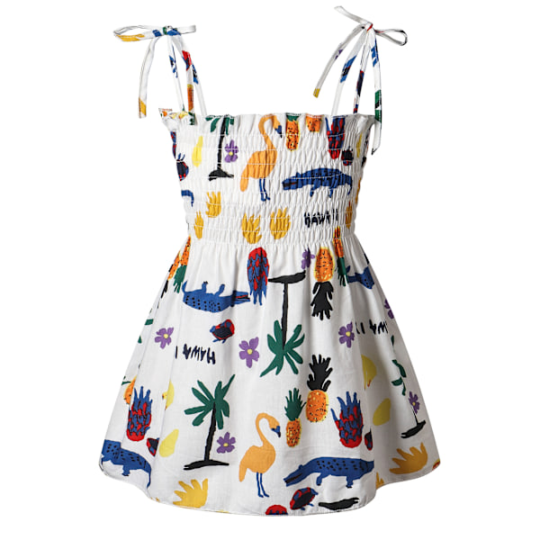 Barn Flickor Småbarn Axelbandsklänning Blommig Klänning Fest Vardagsklänning Swing Klänning Sommar E 110cm