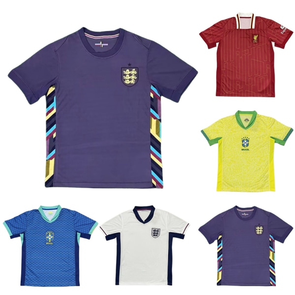 2024 England Away Herrskjortor Fotboll T-shirt Training Tee Kortärmade Toppar E S