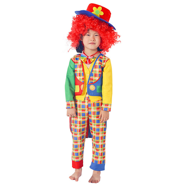 Clown på stan-kostym för barn, Joker Karnevalfestföreställning Outfit, Roliga Cirkuskläder S