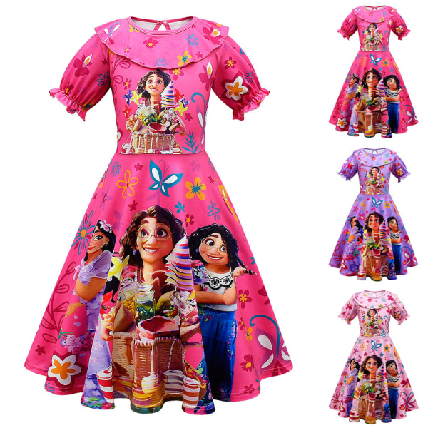 Encanto Girls Princess Dress Cosplay Cosplay för fest Red 130cm