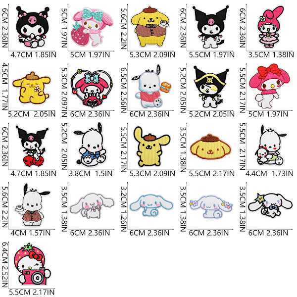 21 st Anime Sanrio Applikationer Sy På Stryk På Broderade Märken för Kläder 21PCS