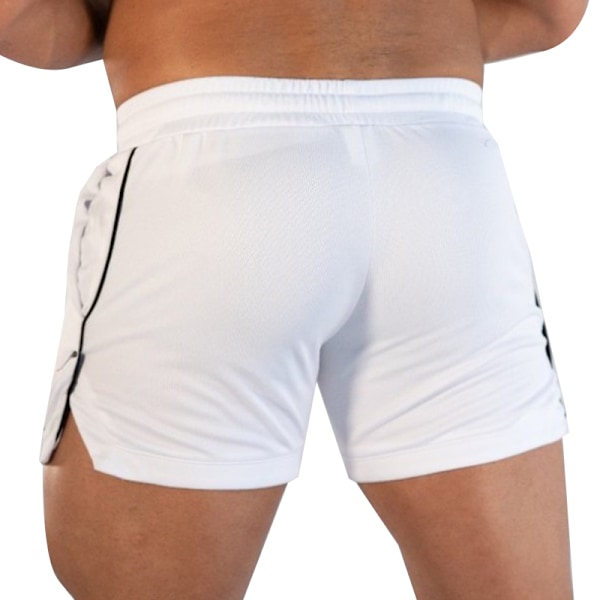 Herr Sport Träning Bodybuilding Sommar Gym Shorts Träning Fitness Korta Byxor White 2XL