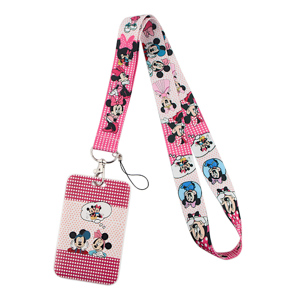 Söt Disney Mickey Minnie Lanyard Arbets- och skolidentitetskort Halsband Disney Telefon A