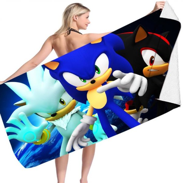 3D Sonic the Hedgehog Bath Beach Badhandduk för vuxna Dam Herr Barn Pojke Flicka B 70*150cm