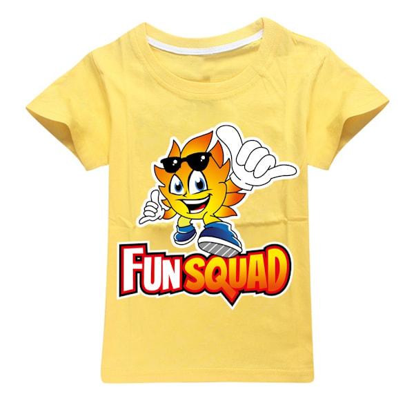 Fun Squad Gaming T-shirts för Pojkar och Flickor, Söta Grafiska Tecknade Tryck, Rund Hals, Rolig Kortärmad Tröja, Vardaglig Vår- och Sommartröja för Barn Yellow 130cm