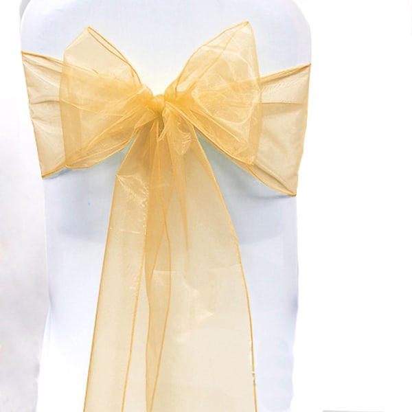 10 st Organza cover rosett Sash Bröllopsfest Dekor Light Yellow 10 PCS