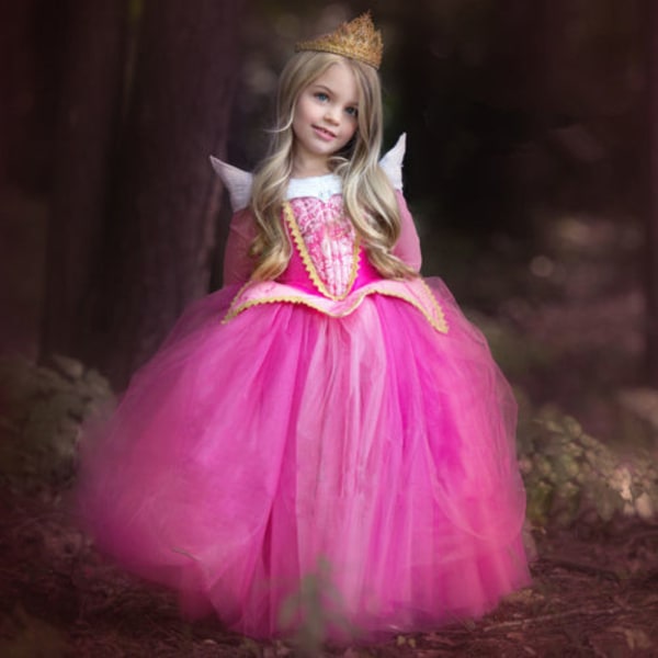 Flickor Barn Prinsessan Arlo Cosplay kostym för festklänning Rose Red 130cm