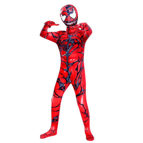 Barn Röd Venom Jumpsuit kostym Halloween Cosplay Superhjälte 120cm