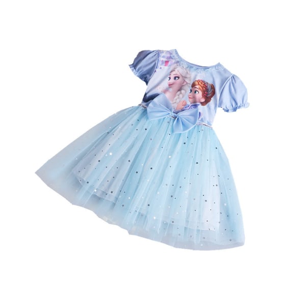 Tjejklänning Tecknad Frozen Elsa Anna Princess Bowknot Tutu Dress Blue 4-5 Years