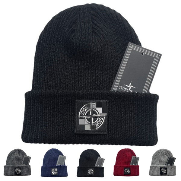 Beanie för Män Kvinnor Varm Muddad Mössa Stickad Stretch Vinterhatt Julgåva Navy