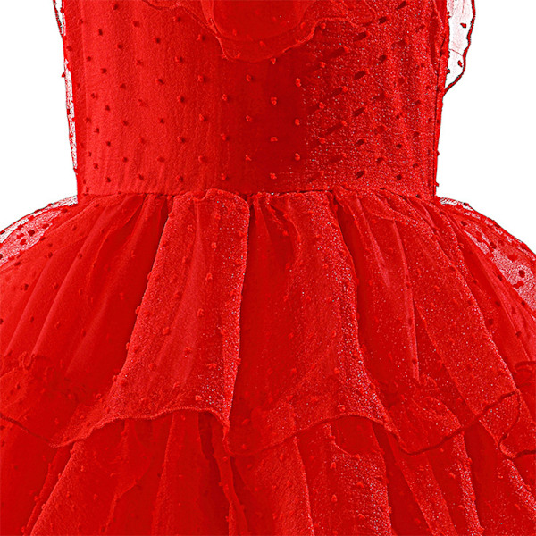 Flickor Lydia Deetz Kostymklänning Röd Bröllopsklänning Aftonklänning Gotisk Skalbagge Cosplay Död Brud Halloween Outfits 120cm