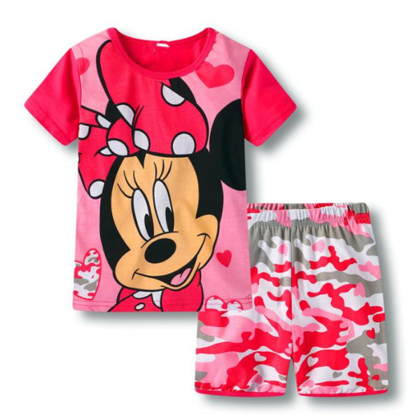Minnie Mickey Mouse Pyjamas Set Barn Flickor Kortärmade Top Shorts Sovkläder Pjs #2 130cm