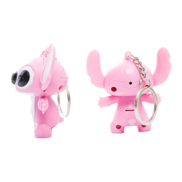 Stitch Nyckelring Nyckelring LED Plånbok Hänge Par Nyckelringar Pink