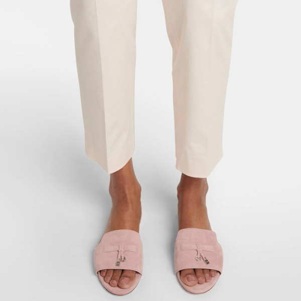 LORO PIANA Sommar Charm Suedetofflor Pink 38