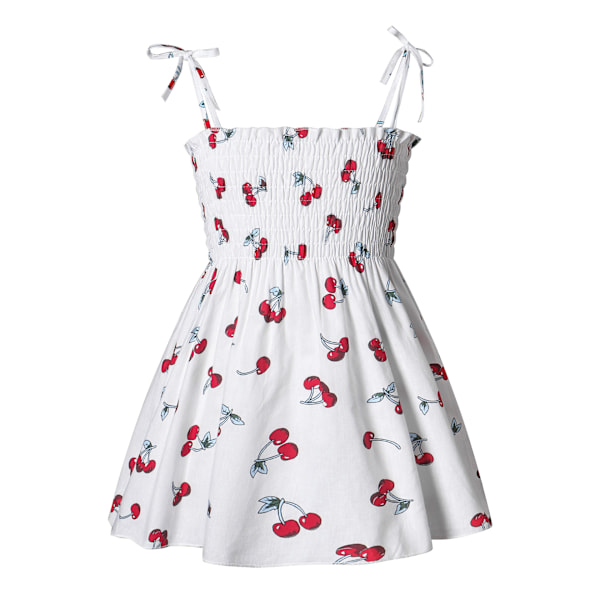 Barn Flickor Småbarn Axelbandsklänning Blommig Klänning Fest Vardagsklänning Swing Klänning Sommar F 110cm