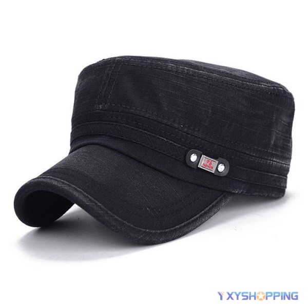 Unisex Herr Army Cap Military Peak Hat Justerbar Outdoor Hat Black