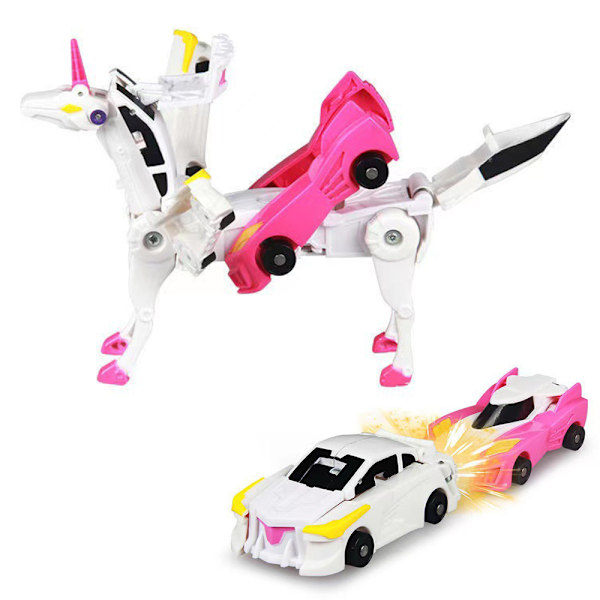 Unicorn Deformation Transformers Robot Køretøjer Bil Action Figurer Pige Legetøj Blue