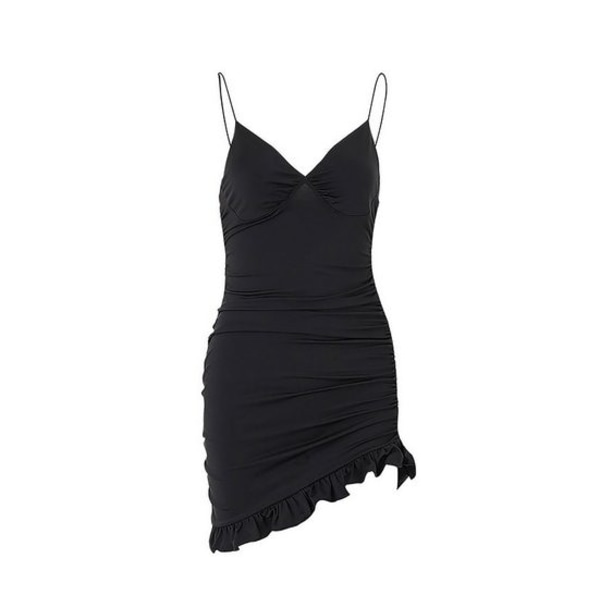 Sexy V-neck sling irregular ruffle dress