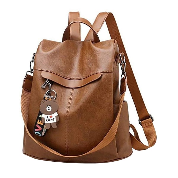 Women's backpack anti-theft shoulder bag multifunctional school bags, brown" (set)