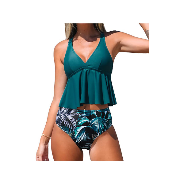 Floral print tankini with knot details and high waist