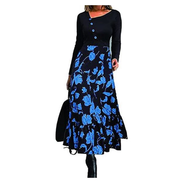 Elegant boho maxi dress: A-line with long sleeves and high waist