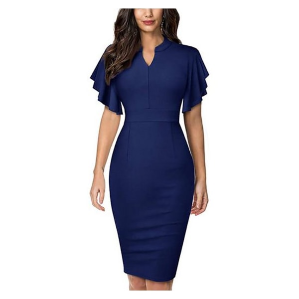 Women's V-neck party dress with ruffle sleeves