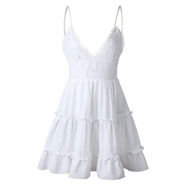 Women's lace dress with V-neckline and open back