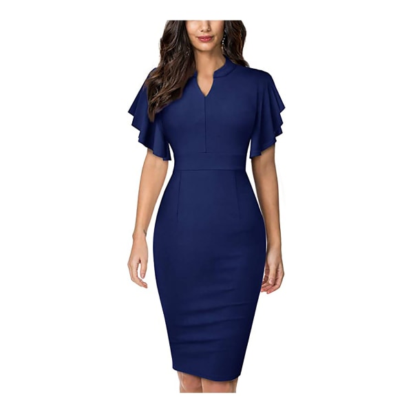 Women's V-neck party dress with ruffle sleeves