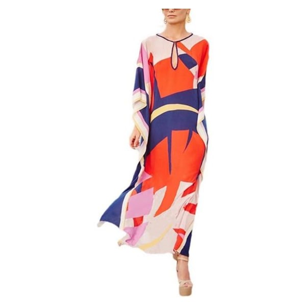Boho beach poncho as a beach dress: Long caftan maxi dress made of cotton