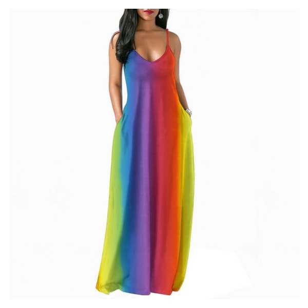 Strap Rainbow Tie Dyed Bohemian Floor Skirt