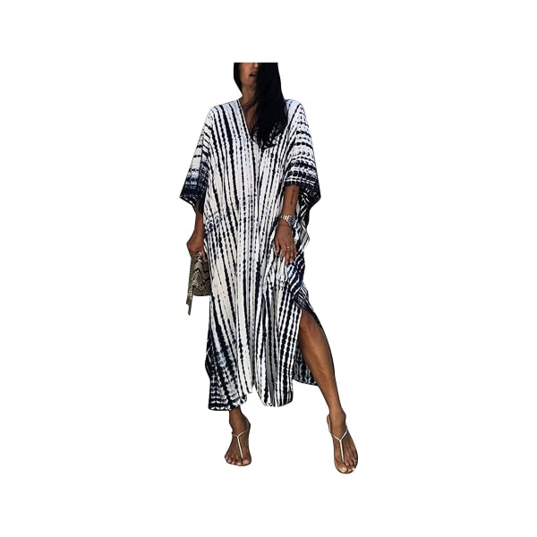 Elegant beach dress as a bikini cover up: Long caftan with a print pattern