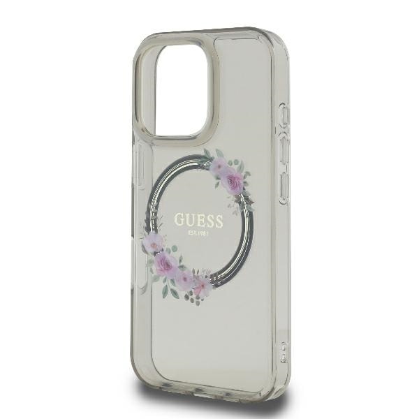 Guess GUHMP16XHFWFCK iPhone 16 Pro Max 6.9&quot; black/black hardcase IML Flowers Wreath MagSafe