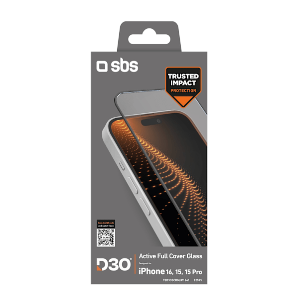 SBS Tempered Glass D3O with frame for iPhone 16 / iPhone 15